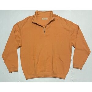Tommy Bahama Sweater Mens Size Large Relax Pullover 1/4 Quarter Zip Orange Golf